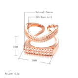 Rose Gold Color Hollow Fancy Double Row Of Cubic Zirconia Rings R20