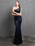 Elegant Asymmetrical Sequined Evening Dress 94