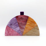 Semicircular Shape Acrylic Patchwork Shoulder Bag 04