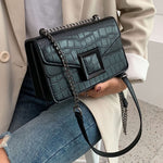 (02S) Women's Stone Pattern PU Leather Crossbody Bags