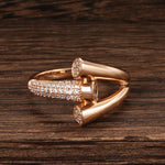 Rose Gold Geometric Triple Trumpet Cubic Zirconia Ring R9