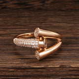 Rose Gold Geometric Triple Trumpet Cubic Zirconia Ring R9