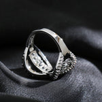 Silver Color Infiniti Sign Attached to Ring With Cubic Zirconia R22