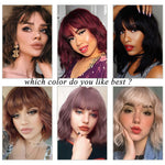 Female Short and Medium Stylish Synthetic Wigs of Various Colors with Bangs (09)