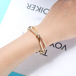 Classic Design Cross Semicircle Knot with Cubic Zirconia Bracelet Bangle B10