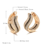 Rose Gold Color with Black and Colorless Cubic Zirconia Latch Back Earrings E34