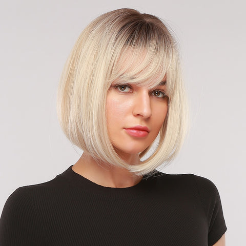 Short Straight Bob Various Colors Synthetic Wig with Bangs (45)