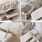 (25S) Designer PU Leather Solid Color Chain Bowknot Decoration with Adjustable Belt Length Shoulder Bags for Women