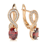 Rose Gold Color Figure Eight Red Cubic Zirconia Geometric Latch Back Earrings E13