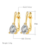 Gold & Silver Color Pear Cubic Zirconia Latch Back Earrings E28