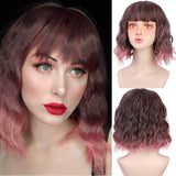 Female Short and Medium Stylish Synthetic Wigs of Various Colors with Bangs (09)