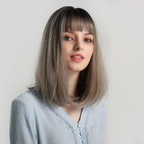 Medium Multi Colored Straight Synthetic Wigs with Bangs (41)