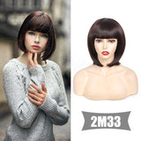 Female 10 Inch Short Bob Synthetic Wig with Bangs (02)