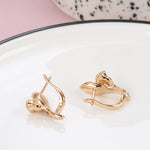 Rose Gold Color Rose Shape with Cubic Zirconia Latch Back Earrings E4