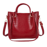 (02) Tote PU Leather Alligator Pattern Style Handbag