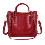 (02) Tote PU Leather Alligator Pattern Style Handbag