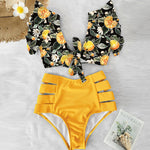 Flora V-Neck High-Waisted Two Piece Swimsuit