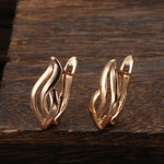 Rose Gold Color Hollow Glossy Flame Shape Latch Back Earring E5