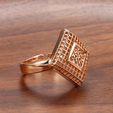 Gold Color Unique Hollow Diamond Pattern Ring R21