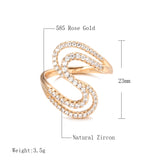 Rose Gold Color Geometric  S-Wave Cubic Zirconia Rings R17