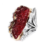 Silver Color Red & Blue Cubic Zirconia Oyster Ring R29