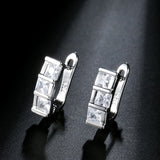 Gold & Silver Color Square Cubic Latch Back Lock Earrings E29