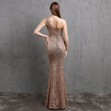 Elegant Asymmetrical Sequined Evening Dress 94