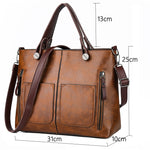 (27) Woman's Brand Vintage PU Leather Large Capacity Double Pocket Bag Casual Shoulder Bags