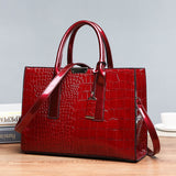 (43) Patent Leather Crocodile Style PU Leather Crossbody Shoulder Hand Bags for Women