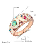 Gold Color White Enamel Multicolor Cubic Zirconia Ring R3