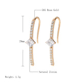 Rose Gold Color Blue & Colorless Cubic Zirconia  Hook Earrings E36