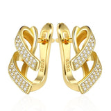 Gold & Silver Color Cubic Zirconia Geometrically Shaped Latch Back Earrings E6