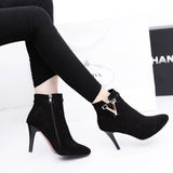 Stiletto High Heels with Zipper Closure Style & Choice of Flock or PU Leather Sexy Boots 82