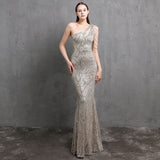 Elegant Asymmetrical Sequined Evening Dress 94