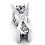 Punk Unique Shape X Cross Women's Finger Silver Color Ring with Cubic Zirconia R46