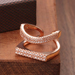 Rose Gold Color Hollow Fancy Double Row Of Cubic Zirconia Rings R20