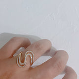 Rose Gold Color Geometric  S-Wave Cubic Zirconia Rings R17