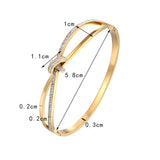 Classic Design Cross Semicircle Knot with Cubic Zirconia Bracelet Bangle B10