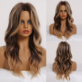 Medium Length Color Variations  Water Wave Synthetic Wigs (19)