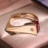 Rose Gold Color Red Champagne Triangular Cut Cubic Zirconia Geometric Rings R60