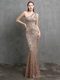 Elegant Asymmetrical Sequined Evening Dress 94