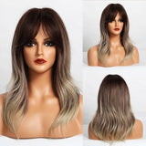 Medium Multi Colored Synthetic Wigs With Bangs (42)