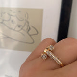 Rose Gold Geometric Triple Trumpet Cubic Zirconia Ring R9