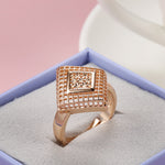 Gold Color Unique Hollow Diamond Pattern Ring R21