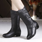 Low Calf Square Heels, Zipper Closure PU Leather with 2 Metal Decoration on each Boot 83