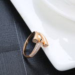 Rose Gold Geometric Triple Trumpet Cubic Zirconia Ring R9