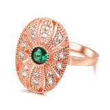 Rose Gold Color Hollow Oval Plate With Cubic Zirconia Ring R25