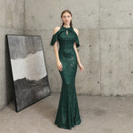 Sequined Hollow Out Elegant Off Shoulder Party Maxi Evening Dress 95