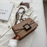 (02S) Women's Stone Pattern PU Leather Crossbody Bags