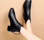 Ankle Boots, Square Toe, Zipper Closure, Square Heels Comfortable Pu Leather Boots 78